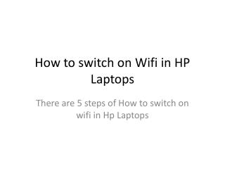 How to switch on Wifi in HP Laptops