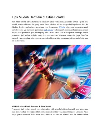 Tips Mudah Bermain di Situs Bola88