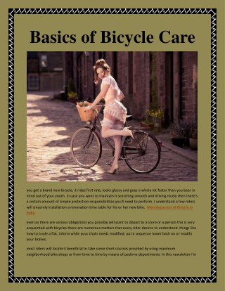 Basics of bicycle care