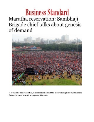 Maratha reservation: Sambhaji Brigade chief talks about genesis of demandÂ 