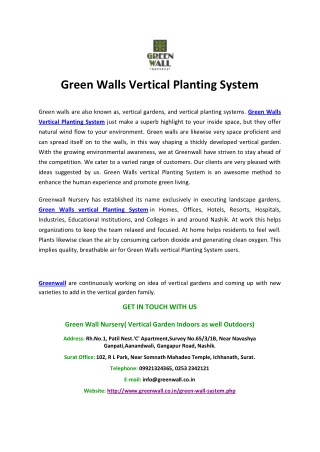 Green Walls Vertical Planting System