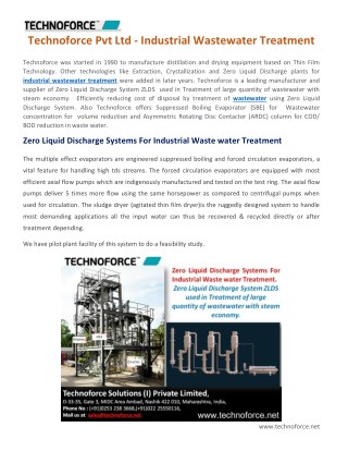 Technoforce Pvt Ltd - Industrial Wastewater Treatment