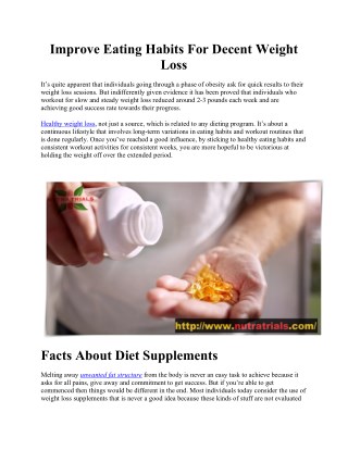 Improve Eating Habits For Decent Weight Loss