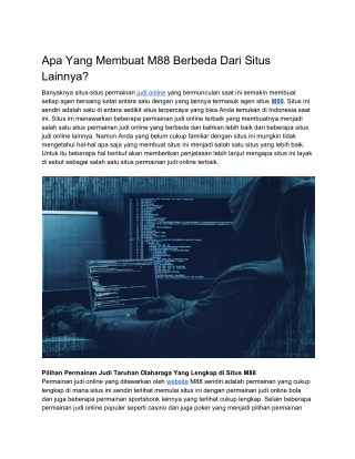 Apa Yang Membuat M88 Berbeda Dari Situs Lainnya?