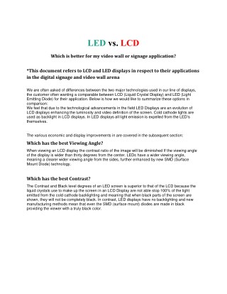 LED vs LCD - Which is better for my videowall or signage application?