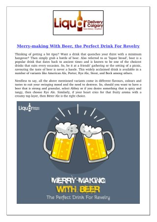 Merry-making With Beer, the Perfect Drink For Revelry
