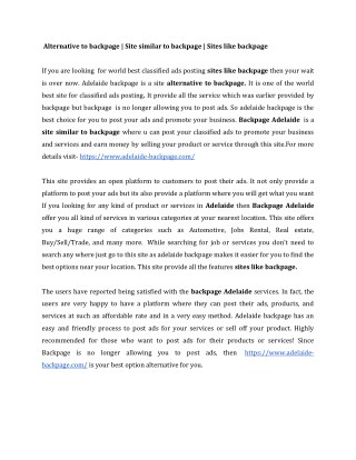Alternative to backpage | Site similar to backpage | Sites like backpage