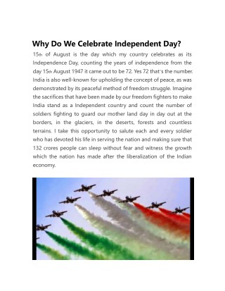 Why Do We Celebrate Independent Day?