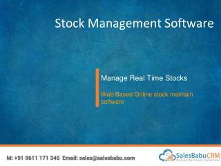 Stock Management Software: Manage Real Time Stocks