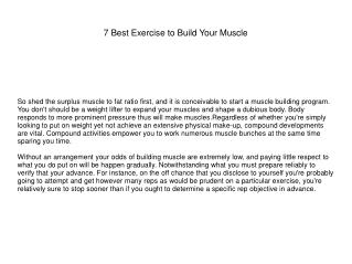 7 Best Exercise to Build Your Muscle