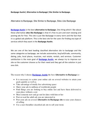 Backpage Austin| Alternative to Backpage| Site Similar to Backpage.