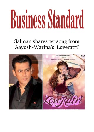 Salman shares 1st song from Aayush-Warina's 'Loveratri'