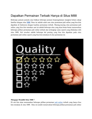 Dapatkan Permainan Terbaik Hanya di Situs M88