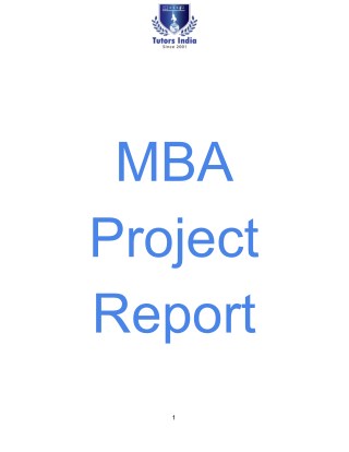 MBA Project Report