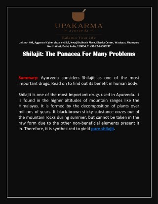 Shilajit: The Panacea For Many Problems