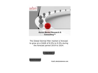 Global Dermal Filler Market is forecast to grow at a CAGR of 8.5% to 9.5% during the forecast period 2019 to 2024: Axiom