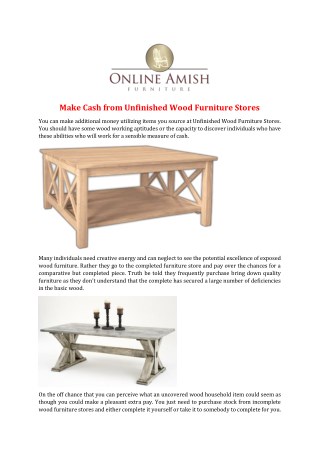 Make Cash from Unfinished Wood Furniture Stores