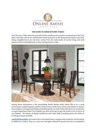 THE GUIDE TO AMISH KITCHEN TABLES
