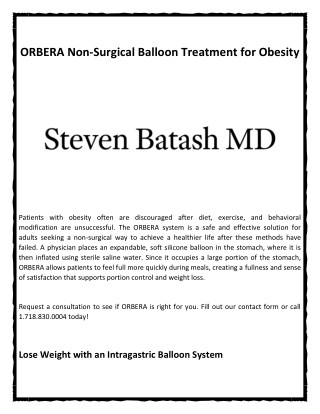 ORBERA Non-Surgical Balloon Treatment for Obesity