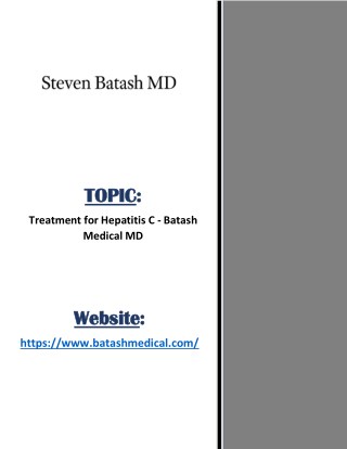 Treatment for Hepatitis C | Batash Medical MD