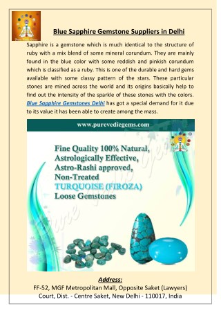 Blue Sapphire Gemstone Suppliers in Delhi