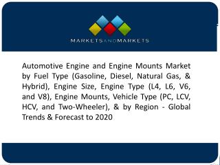 Advanced Technology and Growth of the Automotive Industry Will Drive the Automotive Engine Market