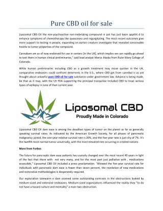 Pure CBD oil for sale| Liposomal CBD Oil