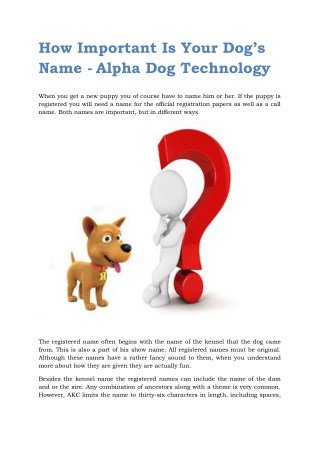 How Important Is Your Dogâ€™s Name - Alpha Dog Technology