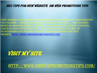 SEO Tips For New Website | DM Web Promotions Tips