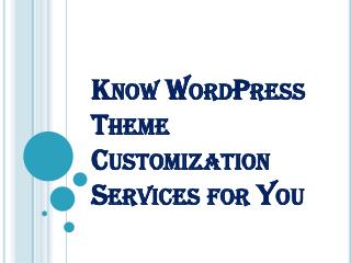 Know WordPress Theme Customization Services for You