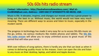 50s 60s hits radio stream