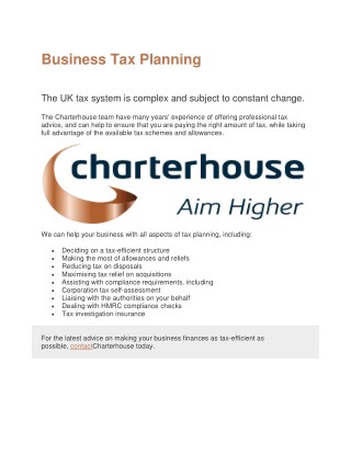 Business Tax Planning