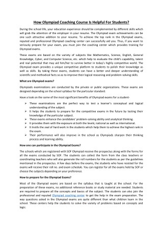 How Olympiad Coaching Course Is Helpful For Students?