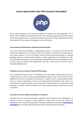 PHP Training institute in Ahmedabad, PHP training in Ahmedabad