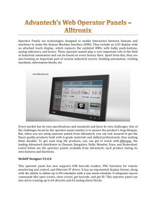 Advantechâ€™s Web Operator Panels - Alltronix