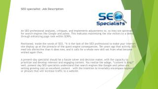 SEO specialist: Job Description