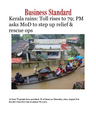 Kerala rains: Toll rises to 79; PM asks MoD to step up relief & rescue opsÂ 