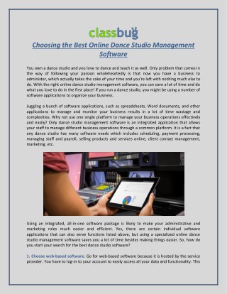 Choosing the Best Online Dance Studio Management Software