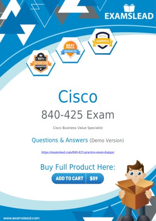 Best 840-425 Dumps to Pass Cisco Business Value Specialist 840-425 Exam Questions