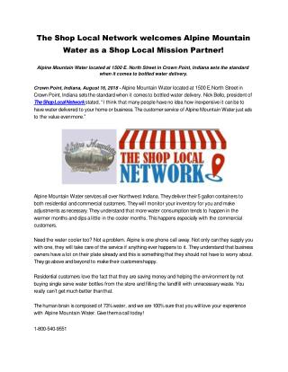 The Shop Local Network welcomes Alpine Mountain Water as a Shop Local Mission Partner!