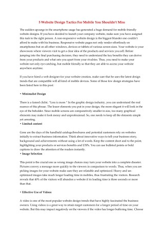 5 Website Design Tactics For Mobile You Shouldnâ€™t Miss