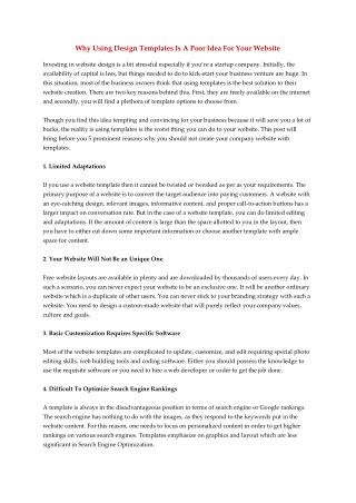 Why Using Design Templates Is A Poor Idea For Your Website