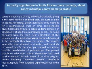 This is how you run for charity in South African conny mametja, about conny mametja, conny mametja profile