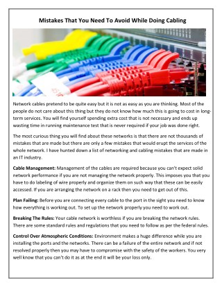 Mistakes That You Need To Avoid While Doing Cabling