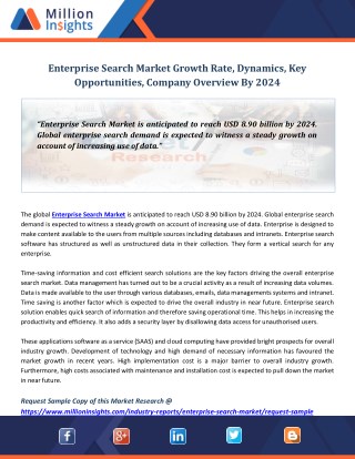 Enterprise Search Market Growth Rate, Dynamics, Key Opportunities, Company Overview By 2024