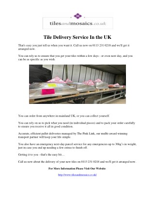 Tile Delivery Service In the UK