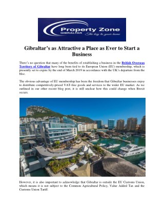 Gibraltarâ€™s as Attractive a Place as Ever to Start a Business