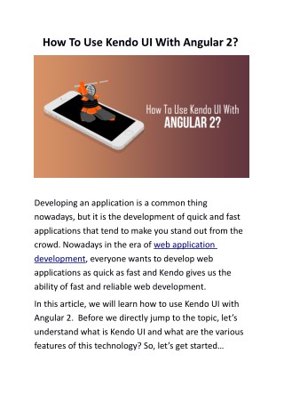 How To Use Kendo UI With Angular 2?