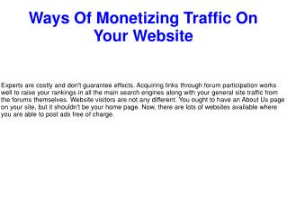 Ways Of Monetizing Traffic On Your Website