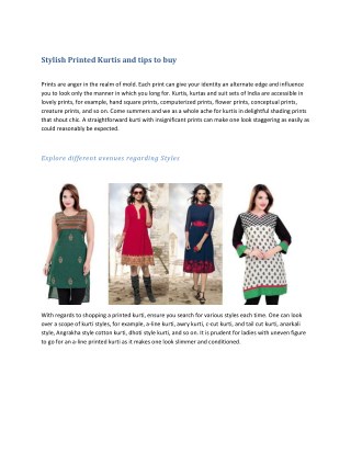 Stylish Printed Kurtis and tips to buy